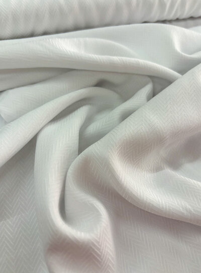 Madeline white herringbone pattern - ecovero viscose