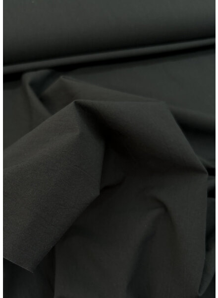 zwart stonewashed / papertouch popeline katoen