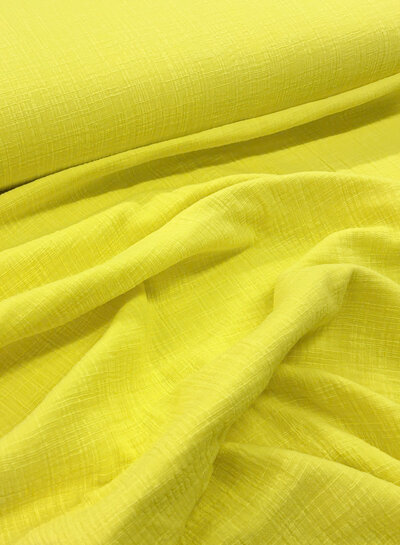 chartreuse yellow linen cotton mix double gauze / plain tetra