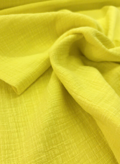 chartreuse yellow linen cotton mix double gauze / plain tetra