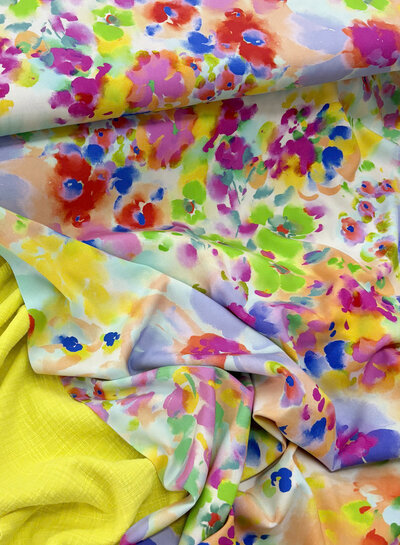 chartreuse yellow linen cotton mix double gauze / plain tetra