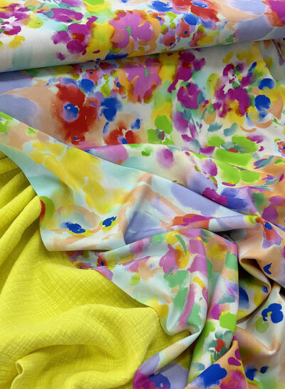 chartreuse yellow linen cotton mix double gauze / plain tetra