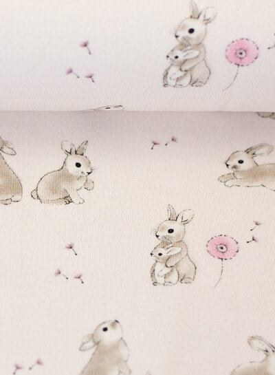 Madeline bunnies powder pink - beautiful jersey