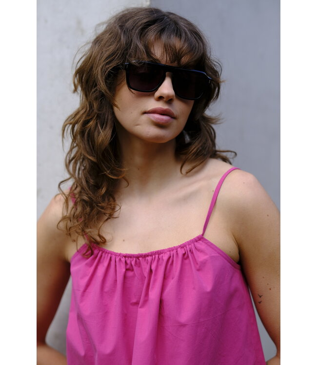 Fibremood Elvira - donker fuchsia - stonewashed poplin katoen