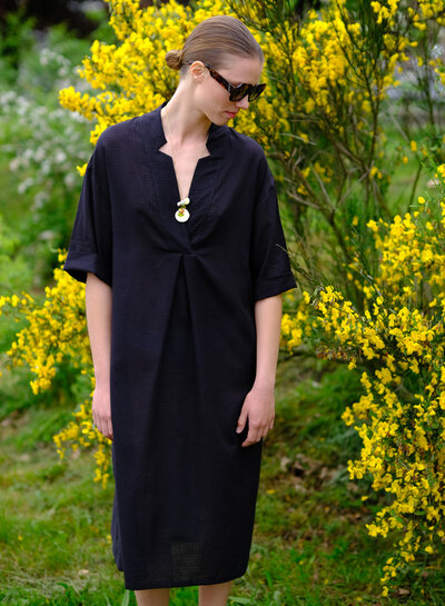 Fibremood Christine - zwart - dobby checks - lichte katoen