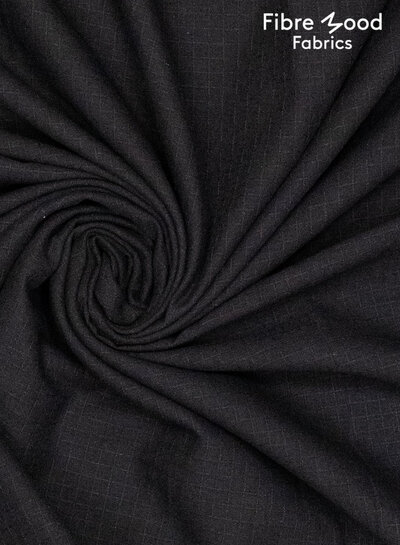 Fibremood Christine - zwart - dobby checks - lichte katoen