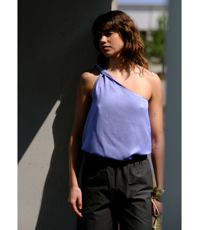 Fibremood Hallie - blauw - shiny stripes - viscose