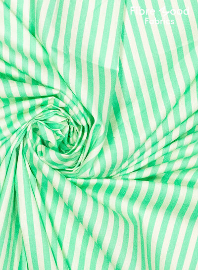 Fibremood Christine - green striped poplin cotton