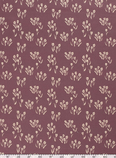 Madeline purple flowers - linen look canvas
