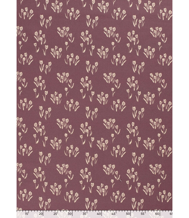 Madeline paars bloemen - linnen look canvas