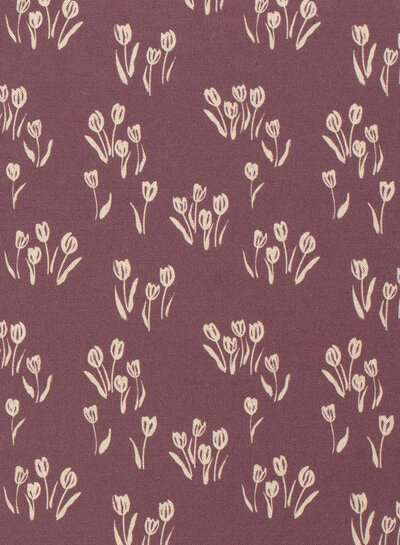 Madeline purple flowers - linen look canvas