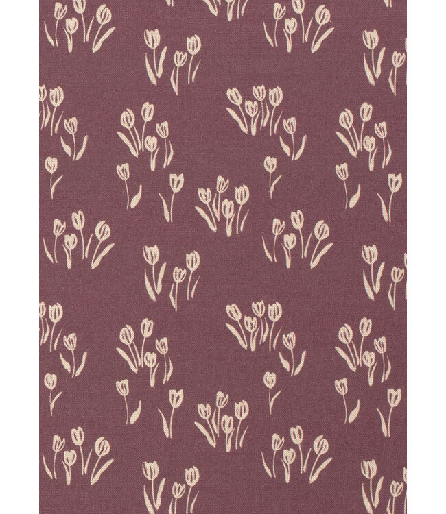 Madeline paars bloemen - linnen look canvas