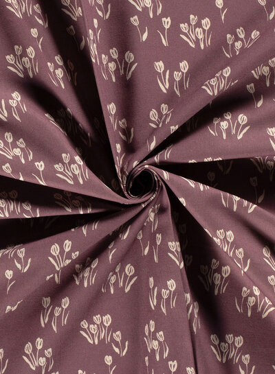 Madeline purple flowers - linen look canvas
