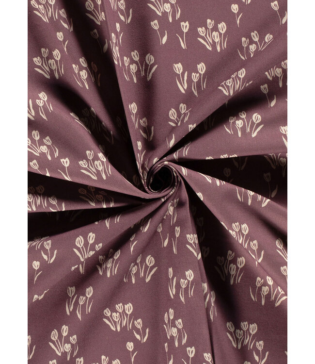 Madeline paars bloemen - linnen look canvas
