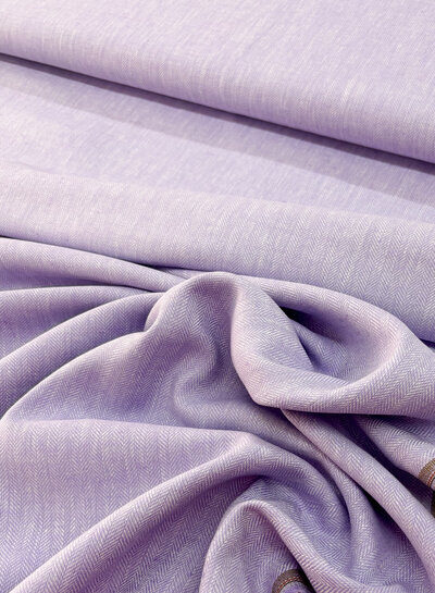 M. lilac - linen cotton blend herringbone pattern