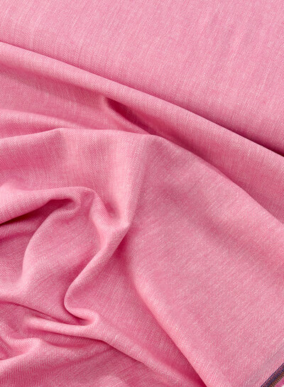 M. pink - linen cotton blend herringbone pattern