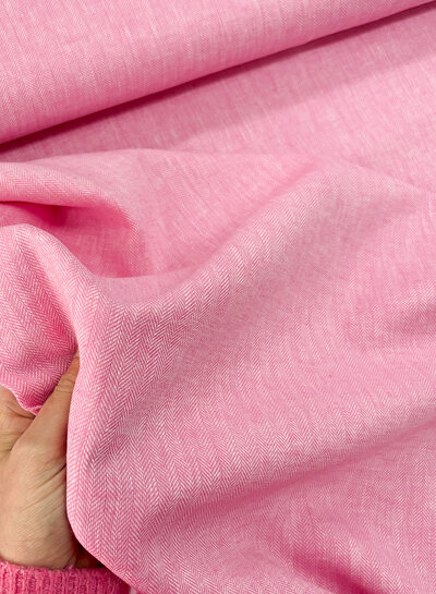 M. pink - linen cotton blend herringbone pattern