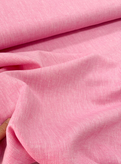 M. pink - linen cotton blend herringbone pattern