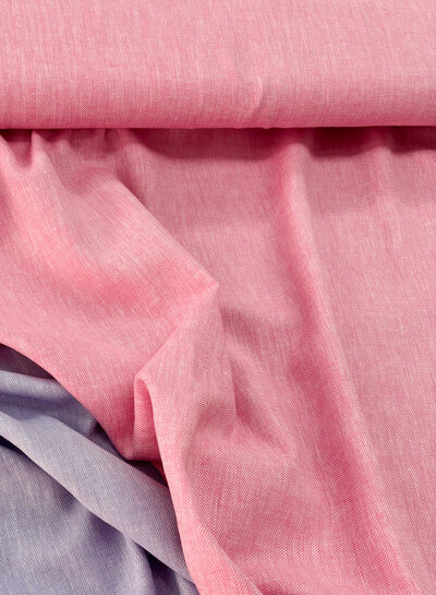 M. pink - linen cotton blend herringbone pattern