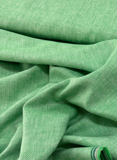 M. green - linen cotton blend herringbone pattern