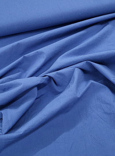 blauw stonewashed / papertouch popeline katoen