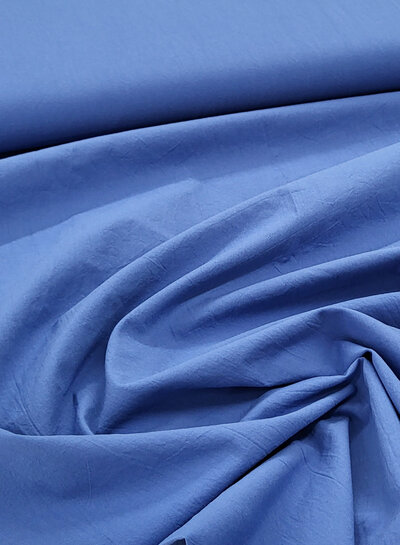 blauw stonewashed / papertouch popeline katoen
