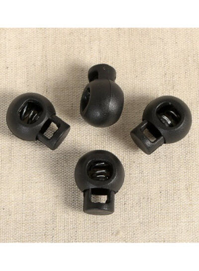 4 round cord stoppers - black