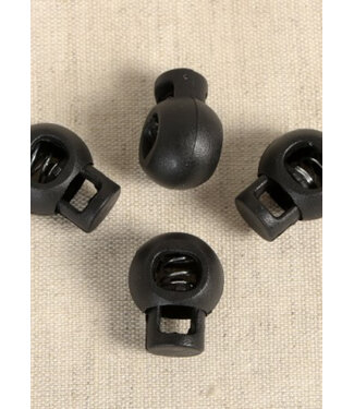 4 round cord stoppers - black