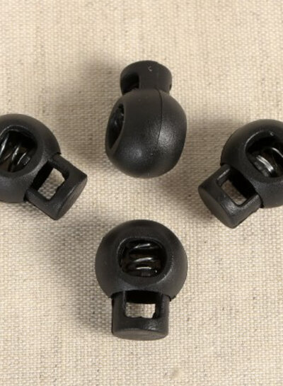 4 round cord stoppers - black