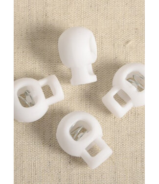 4 round cord stoppers - white