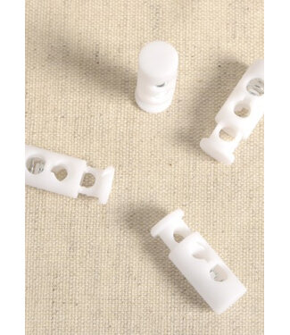 4 elongated cord stoppers - white