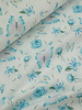 M. turquoise flowers and butterflies - linen blend