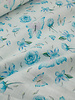 M. turquoise flowers and butterflies - linen blend