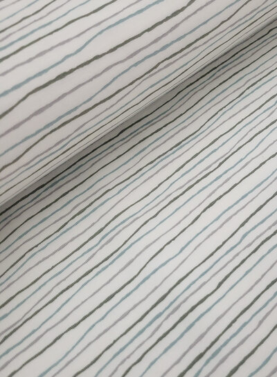 M. kakhi and aqua fine stripes on ecru - jersey