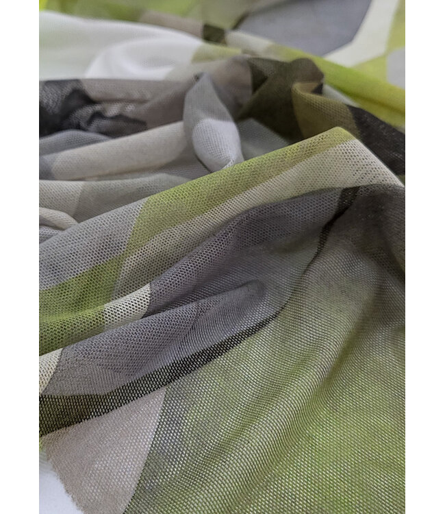 deadstock khaki circles mirage - prachtige mesh - ideaal voor lingerie en kleding