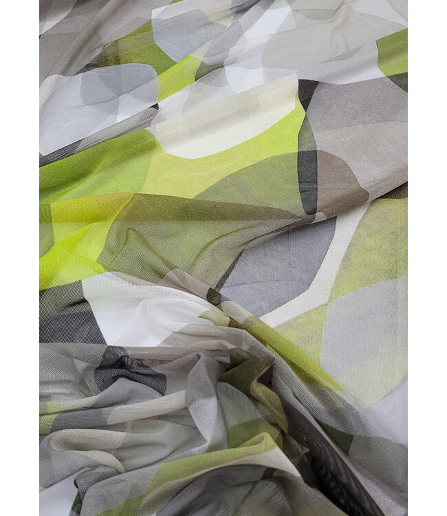deadstock khaki circles mirage - prachtige mesh - ideaal voor lingerie en kleding