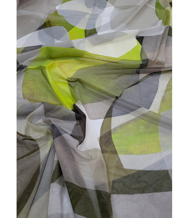 deadstock khaki circles mirage - prachtige mesh - ideaal voor lingerie en kleding
