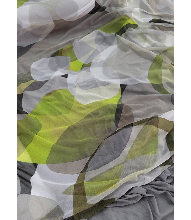 deadstock khaki circles mirage - prachtige mesh - ideaal voor lingerie en kleding