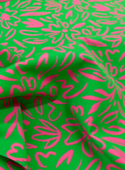 Madeline flowers groen/fuchsia  Moos - canvas