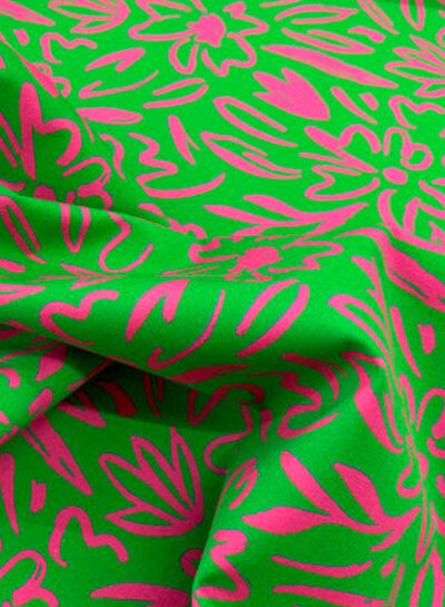 Madeline flowers groen/fuchsia  Moos - canvas