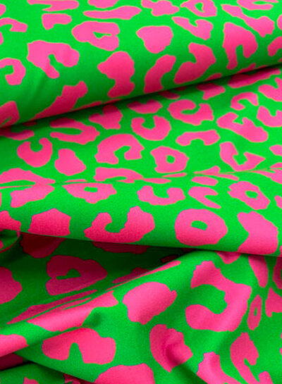 Madeline leopard groen/roos Moos - canvas