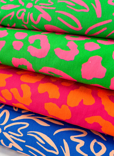 Madeline flowers green/fuchsia Moos - canvas