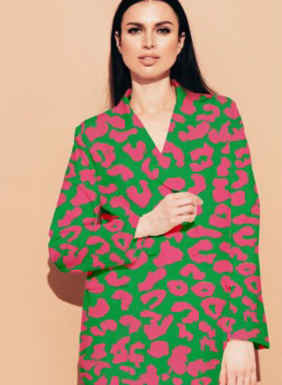 Madeline leopard green/pink Moos - canvas