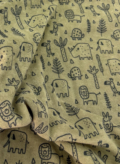 Madeline animals khaki - sponge - stretchy terry cloth