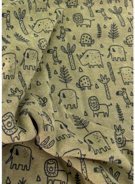 Madeline animals khaki - sponge - stretchy terry cloth