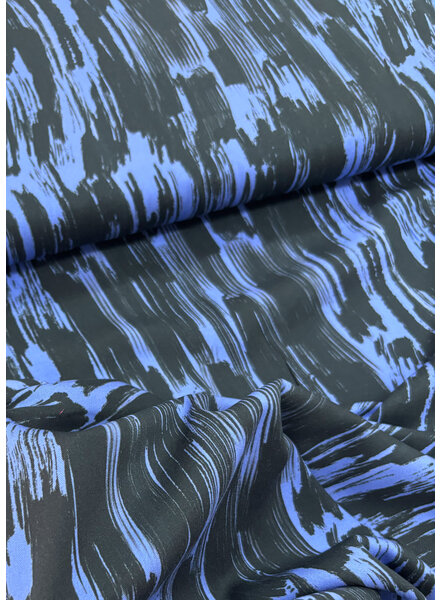 blauw brush strokes - viscose lichte stretch