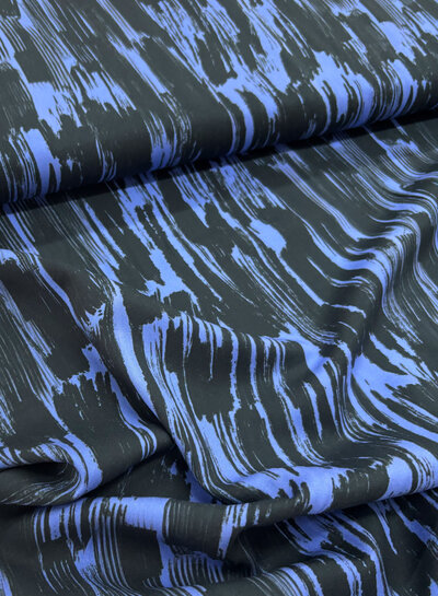 blue brush strokes - viscose light stretch