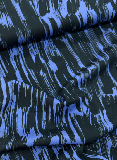 blauw brush strokes - viscose lichte stretch