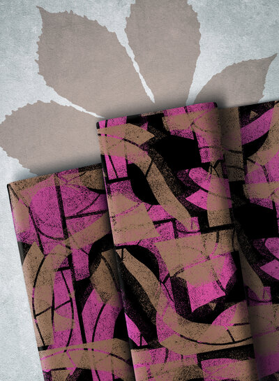 THORSTEN BERGER Nature shapes - pink - woven viscose twill