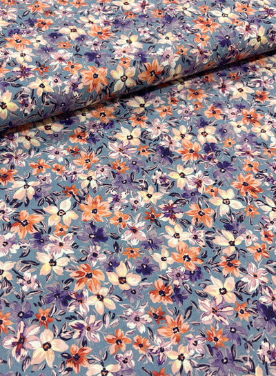 sky blue floral poplin cotton